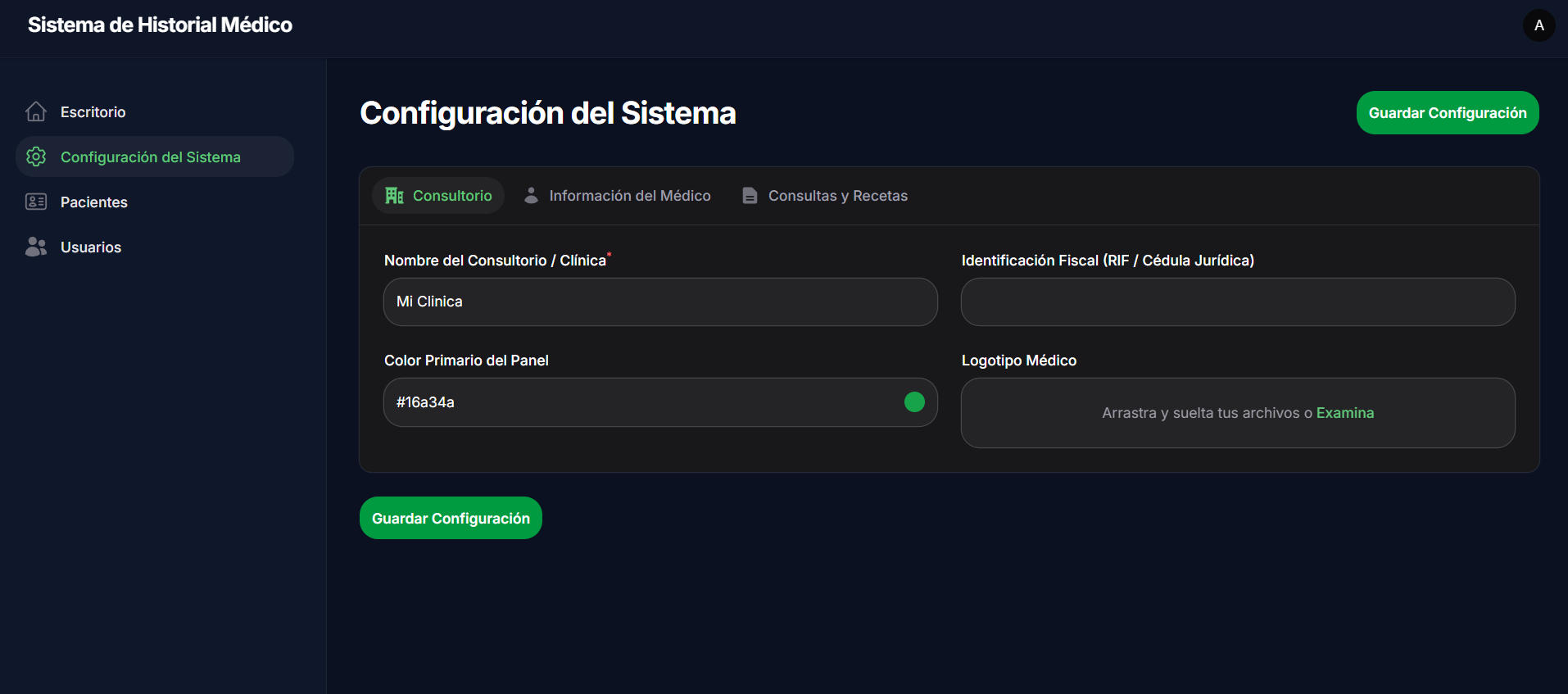 Sistema de historias médicas